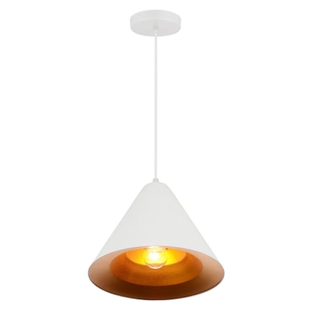 Cwi Lighting Keila 1 Light Down Pendant With Matte White & Gold Finish 9666P10-1-142